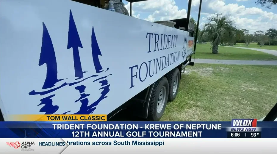 News coverage of the Trident Foundation Krewe of Neptune Tom Wall Golf Classic trailer